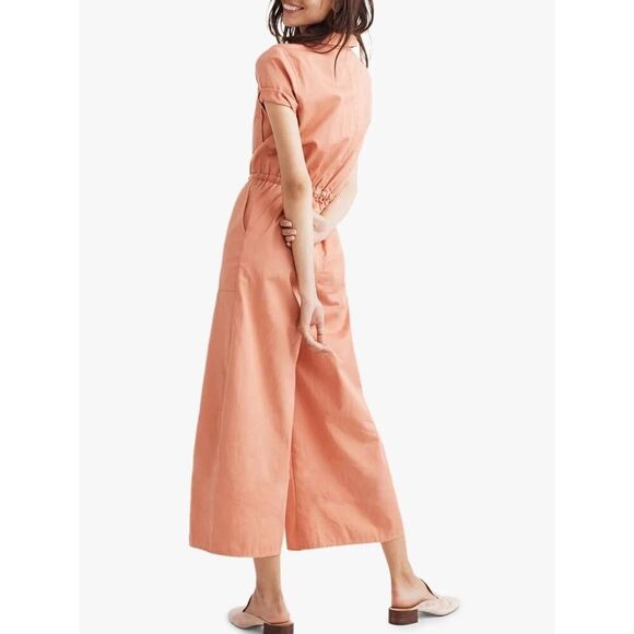 Madewell Utility Crop Jumpsuit Dried Coral Pink Womens 2 Wide-Leg Short Sleeve - Picture 12 of 12